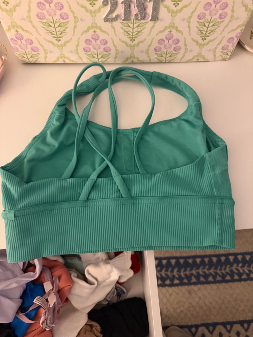 lululemon athletica Teal Strappy Ribbed Swim Top
